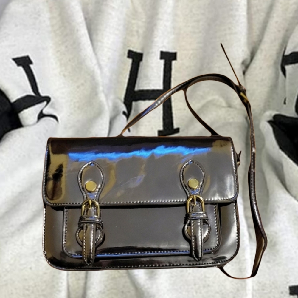 Gorgeous Metallic Gunmetal Silver Steve Madden Satchel Crossbody Bag